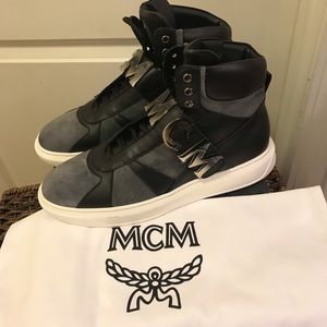 NEW MCM Men's Logo-Strap High-Top Suede Sneaker